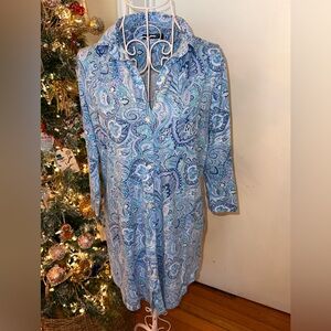 Ralph Lauren Blue Paisley Long Sleeve Sleep Shirt
